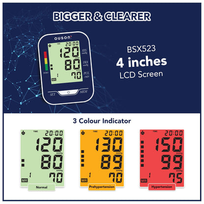 Ouson Senior Elite 3 Colour Backlight Arm Type Blood Pressure Monitor & Infrared Thermometer Bundle - Ouson