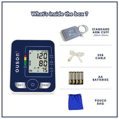Ouson Travel Elite Arm Type Blood Pressure Monitor & Infrared Thermometer Bundle - Ouson
