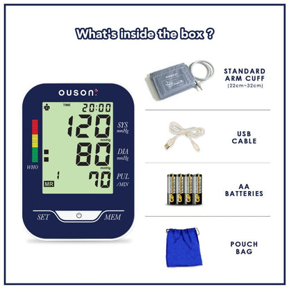 Ouson 3 Colour Backlight Digital Blood Pressure Monitor With Accu-Chek Instant Blood Glucose Meter - Ouson